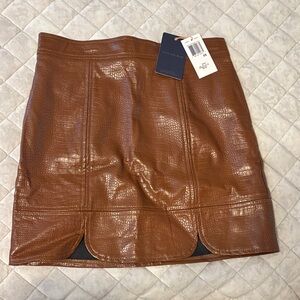 Skies Are Blue Textured Brown Pencil Skirt